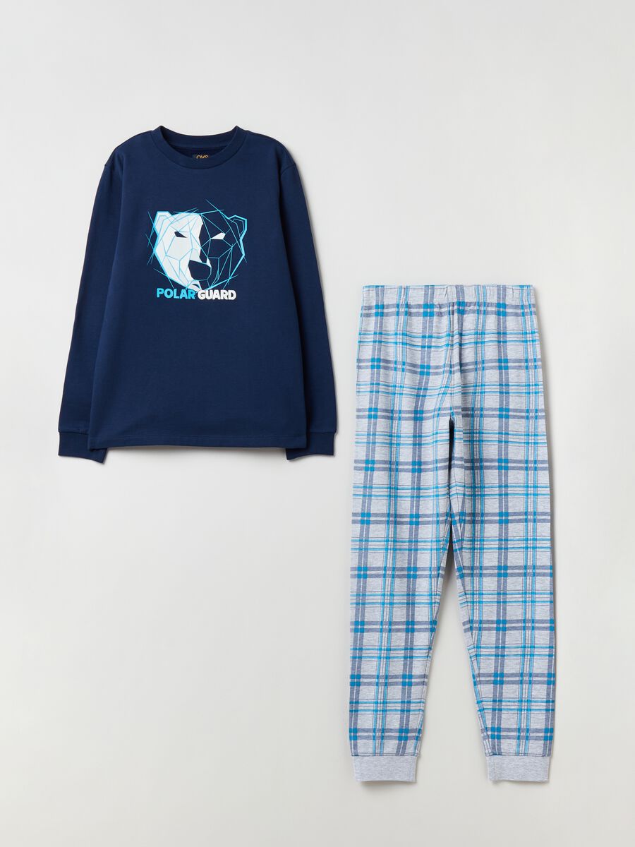 Pijama largo con estampado oso polar_0