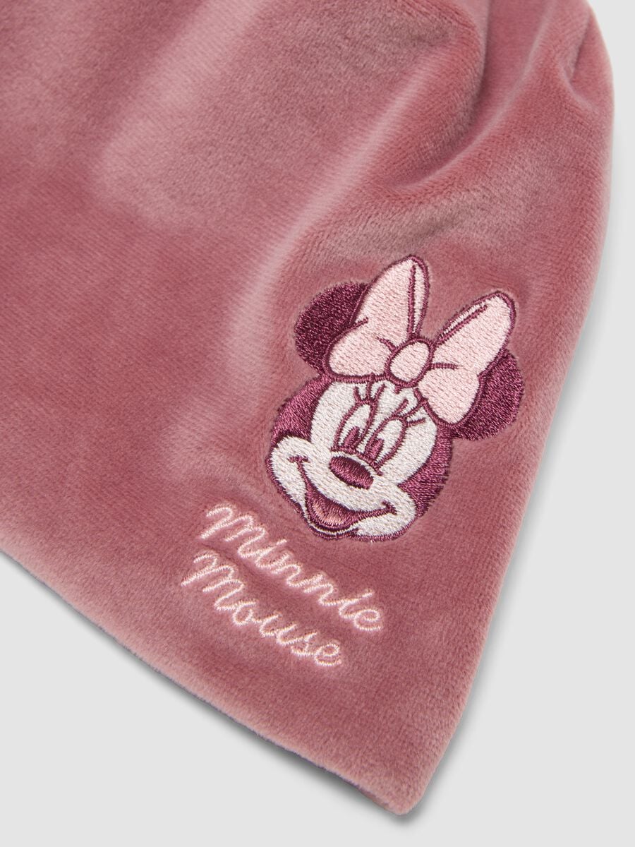 Rosa M&uuml;tze aus Bio-Baumwolljersey mit Minnie-Stickerei f&uuml;r Baby-M&auml;dchen_2