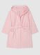 Pink baby cotton bathrobe with applied details_0