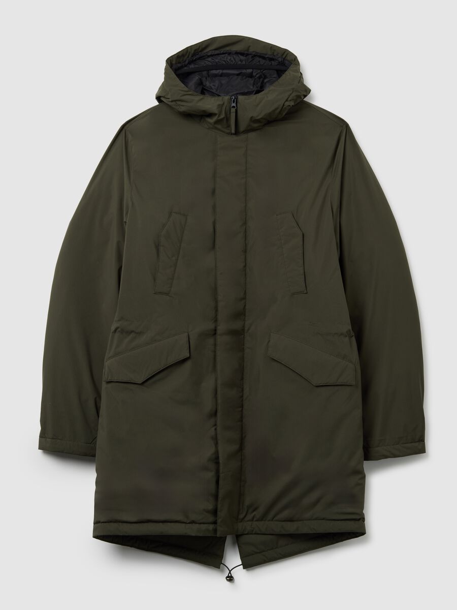 Green padded parka regular fit with hood and zip_4