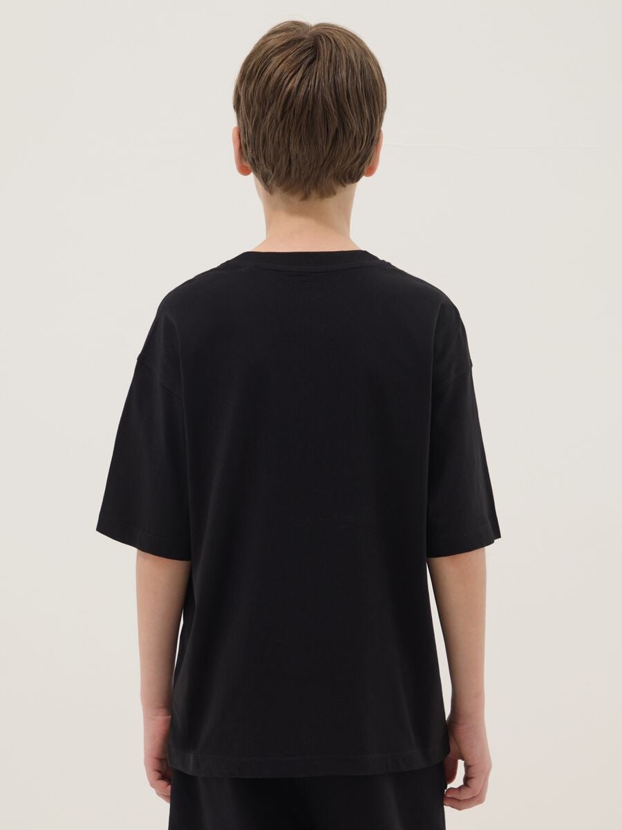 Black pure cotton T-shirt with front print_1