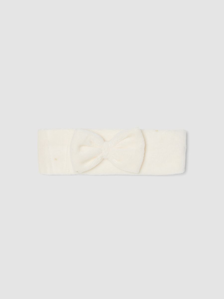 Fascia capelli bianca in misto cotone organico_0
