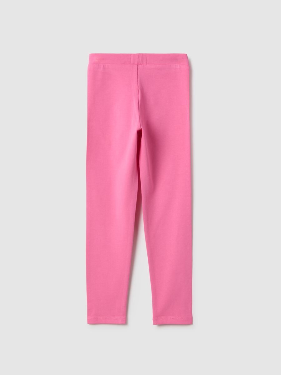 Girls' pink stretch cotton skinny leggings_1