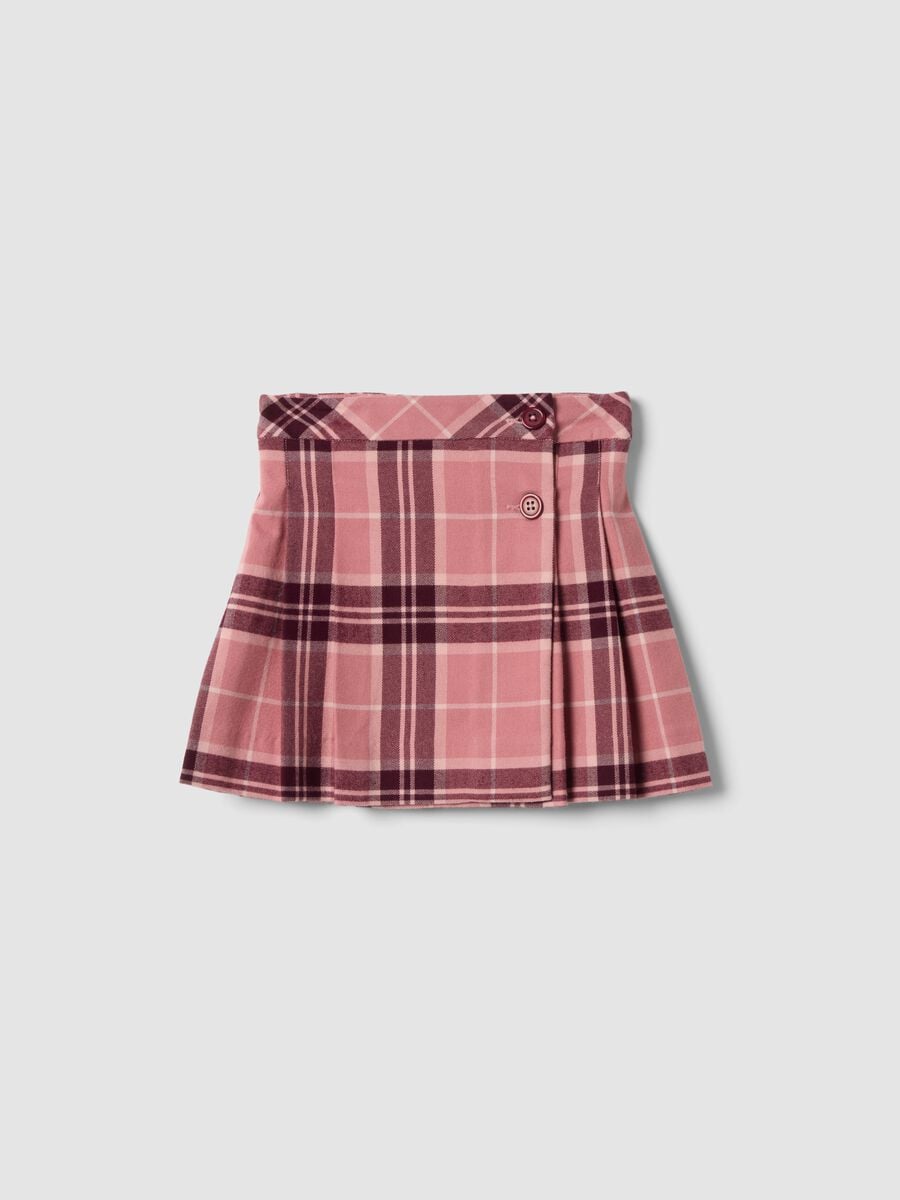Falda de cuadros rosa y morado en viscosa el&aacute;stica_0