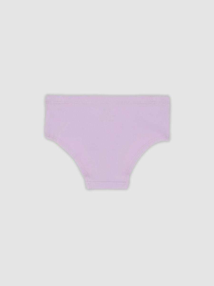 Girls&rsquo; purple stretch organic cotton briefs with star detail_1