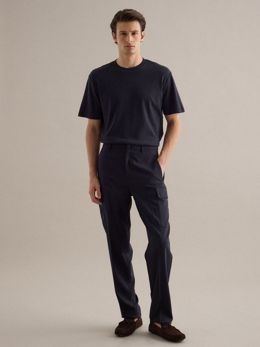 Black pure cotton crew neck T-shirt regular fit_2