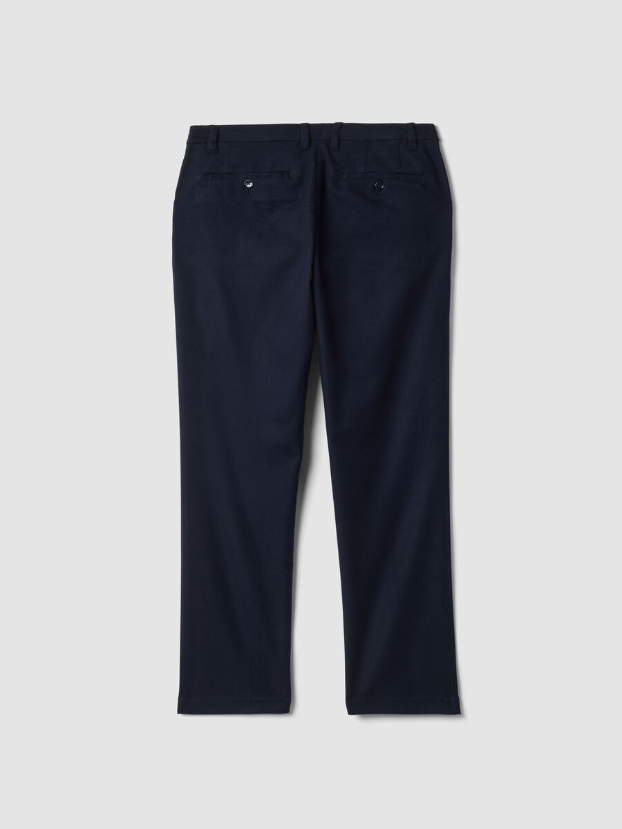 Pantaloni chino blu scuro in misto viscosa elasticizzata regular fit_1