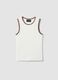 White Stretch Cotton Vest Regular Fit with Embroidered Edges_0