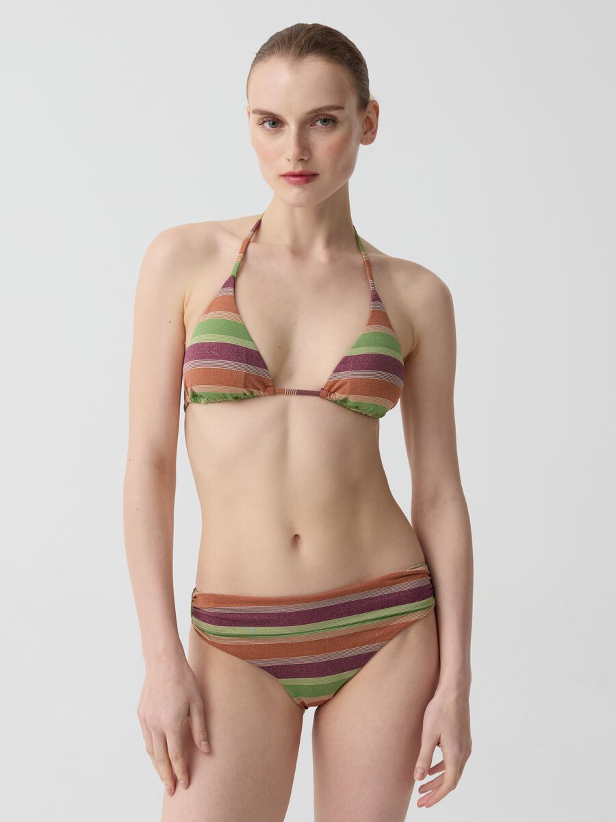 Triangle bikini top with striped lurex_0