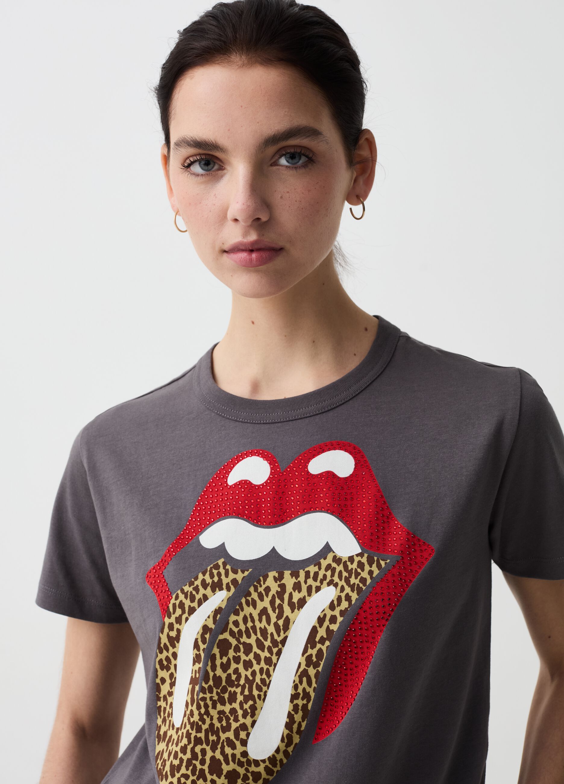 T-shirt with Rolling Stones animal print logo