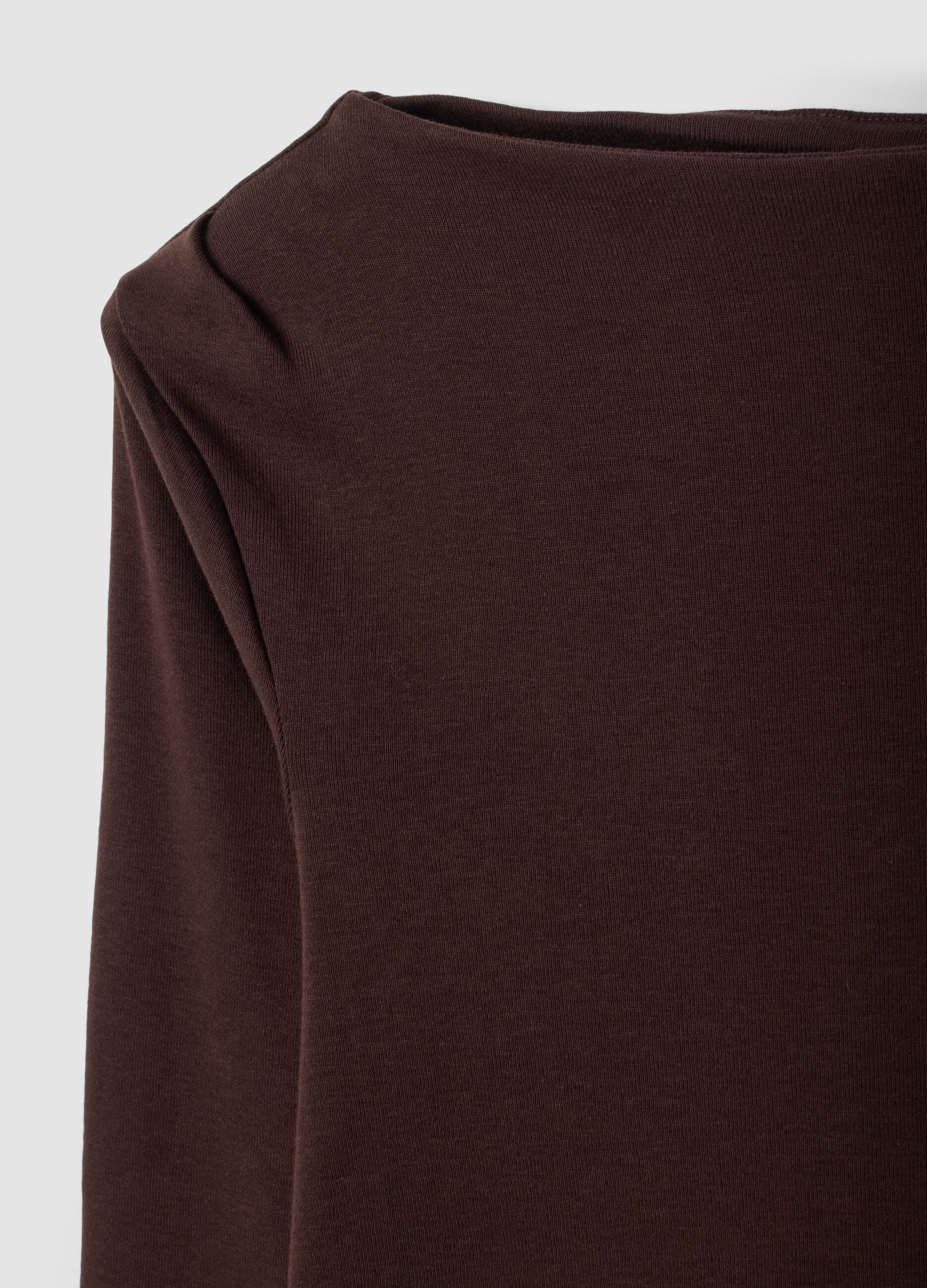 Braunes T-Shirt aus reiner Baumwolle mit Rundhalsausschnitt