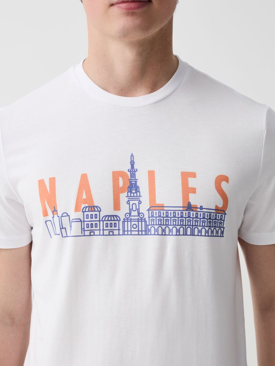 Cotton T-shirt with Naples print_1
