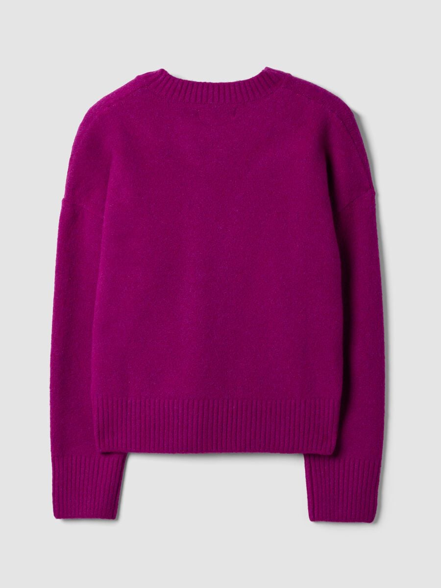 Camisola rosa em l&atilde; el&aacute;stica com decote redondo_1