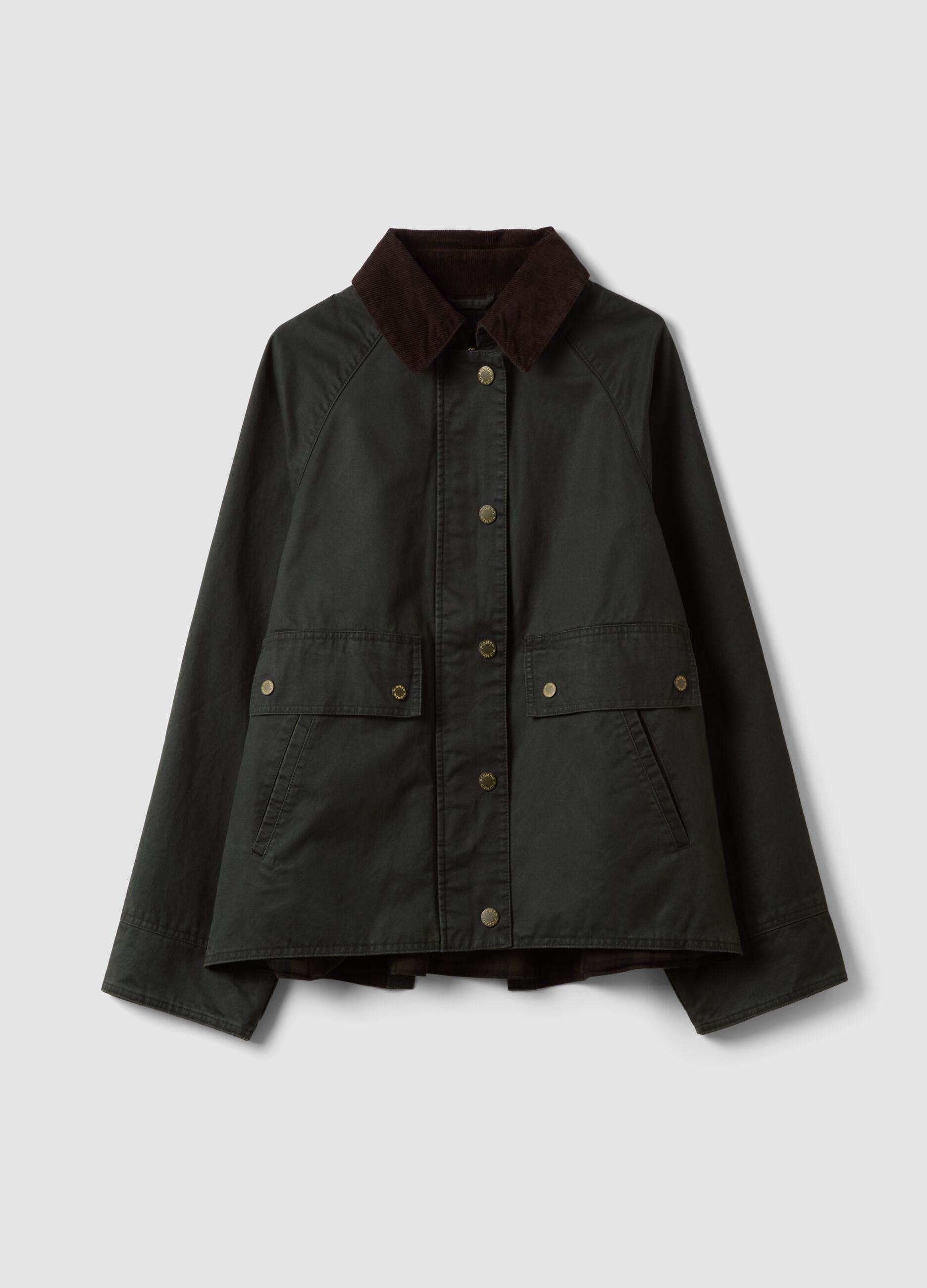 Green cotton-blend parka with velvet collar