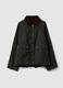 Green cotton-blend parka with velvet collar_0