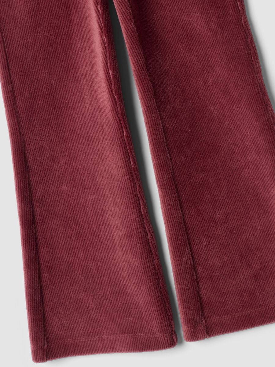 Brown flared stretch cotton trousers_2