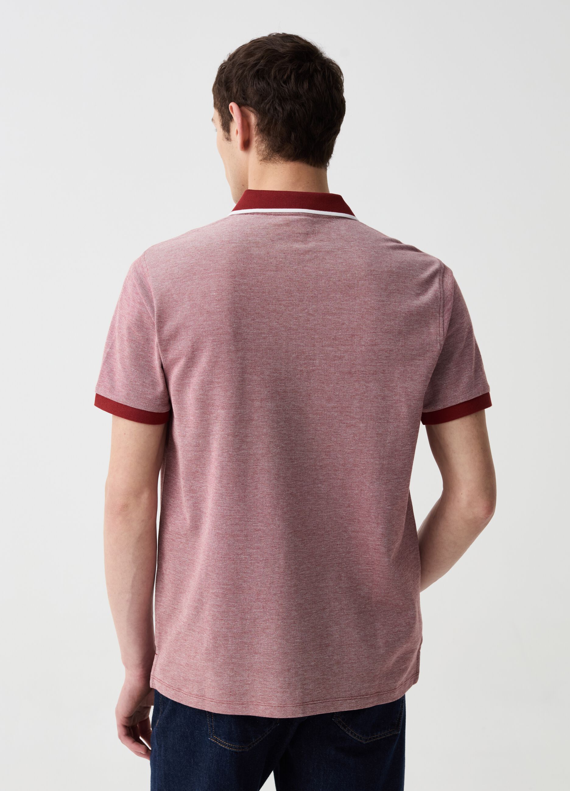 Piquet polo shirt with jacquard weave
