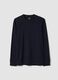 T-shirt blu in puro cotone girocollo a maniche lunghe regular fit_0