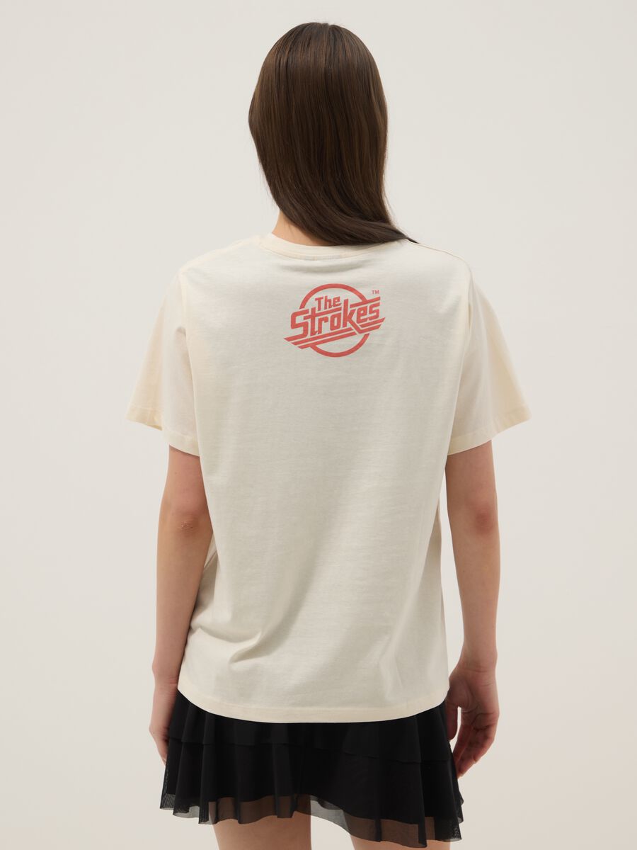 Beiges T-Shirt aus reiner Baumwolle mit Oversize-Print, Relaxed Fit_3