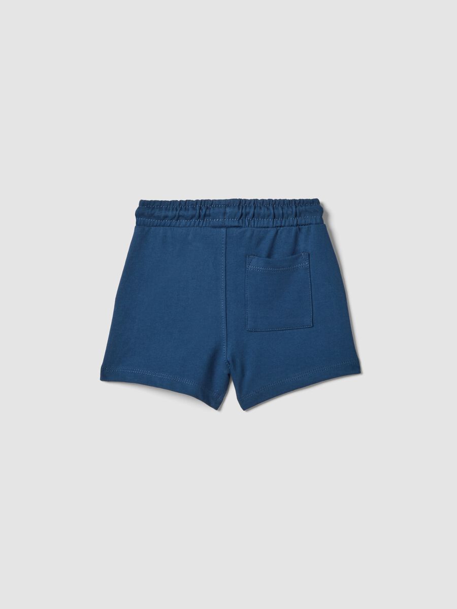 Blue pure cotton shorts with elasticated waist_1