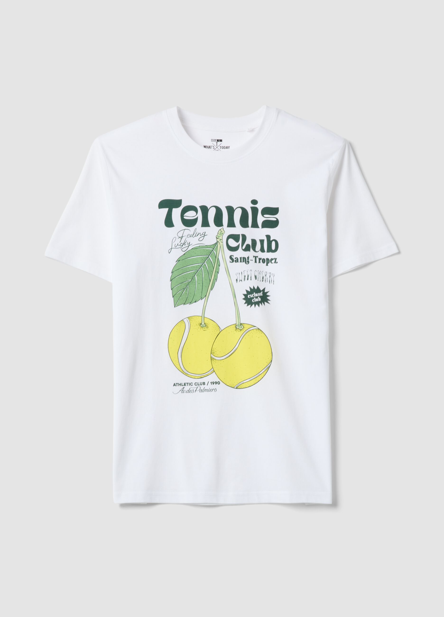 Wei&szlig;es T-Shirt aus reiner Baumwolle mit Print, Regular Fit