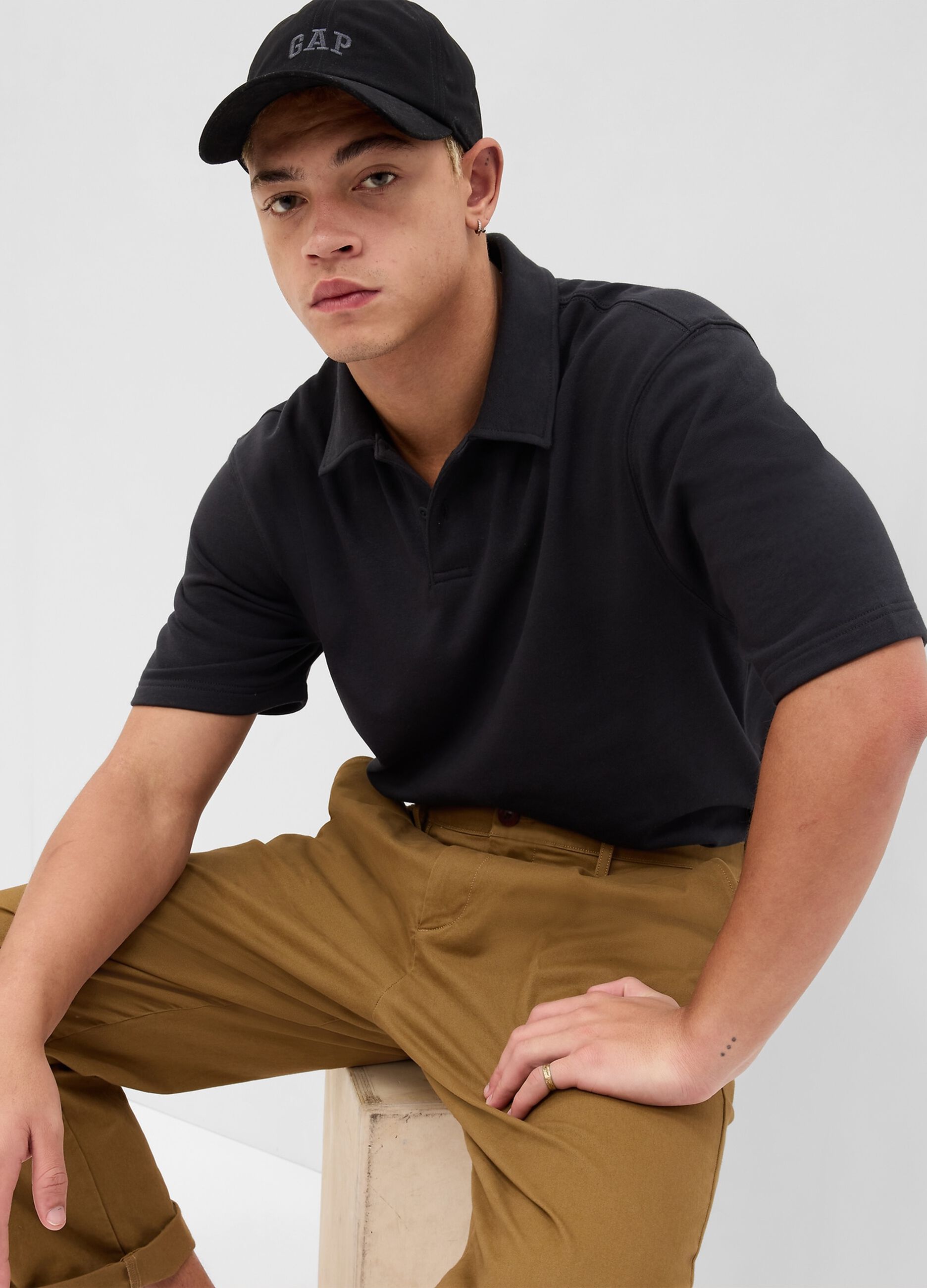 French terry polo shirt