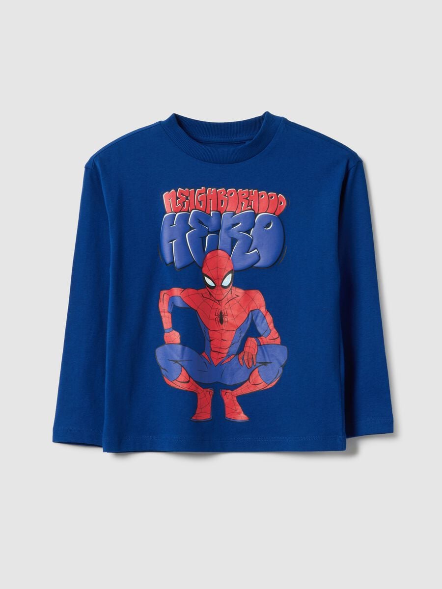 Children's long sleeve blue T-shirt in pure cotton, oversized fit_0