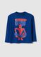 Children's long sleeve blue T-shirt in pure cotton, oversized fit_0