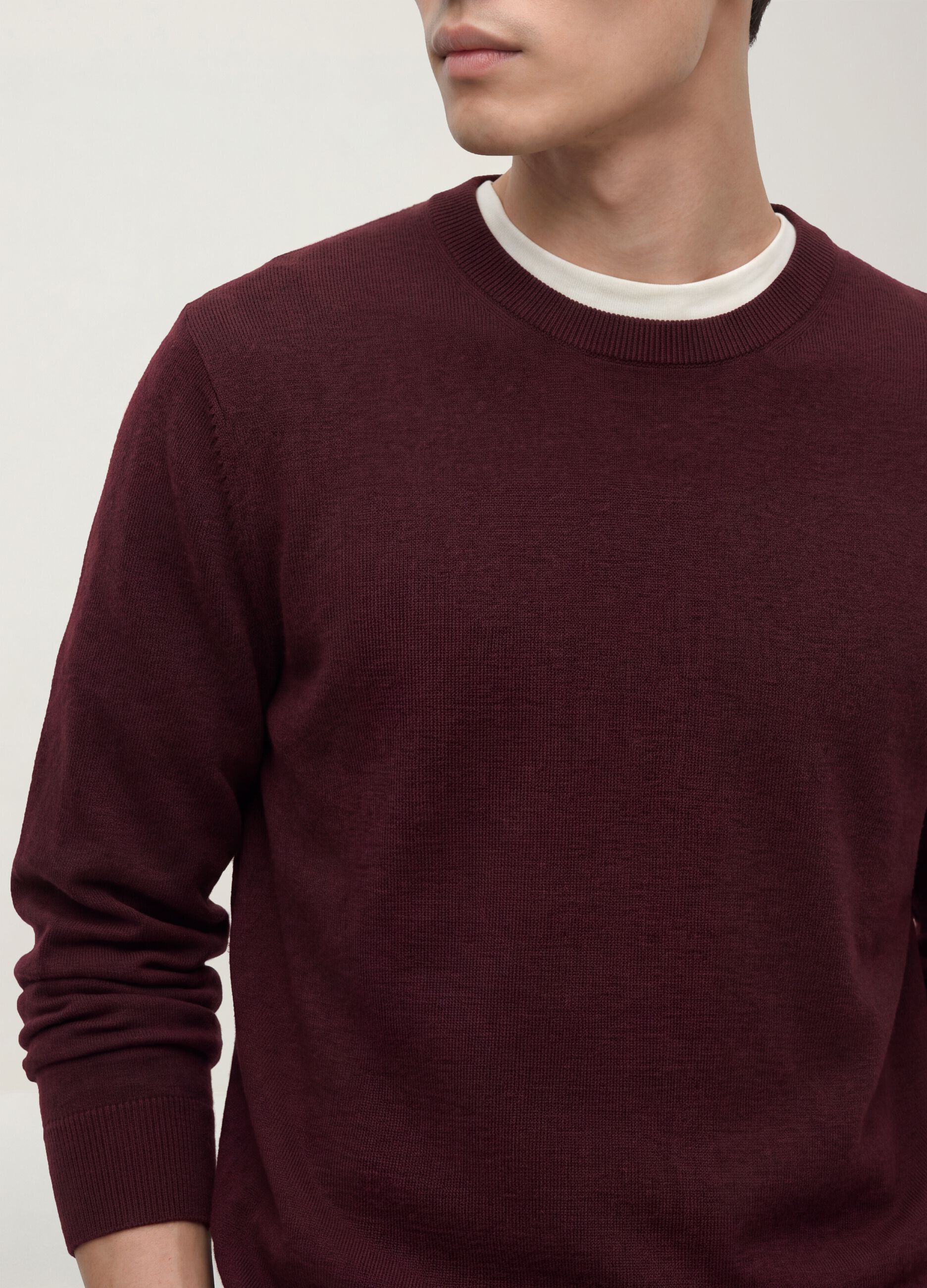 Maglia rossa in misto cotone e cashmere girocollo