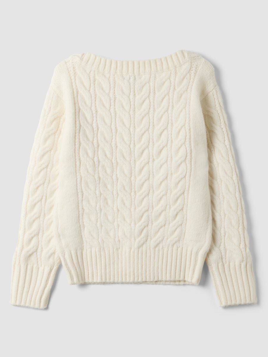 White wool-blend boat-neck jumper, regular fit_1