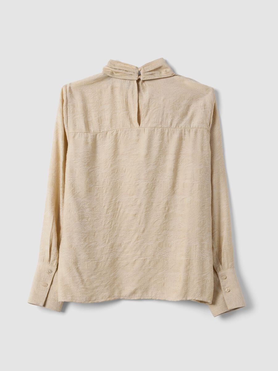 Beige viscose-blend blouse with bow collar_6