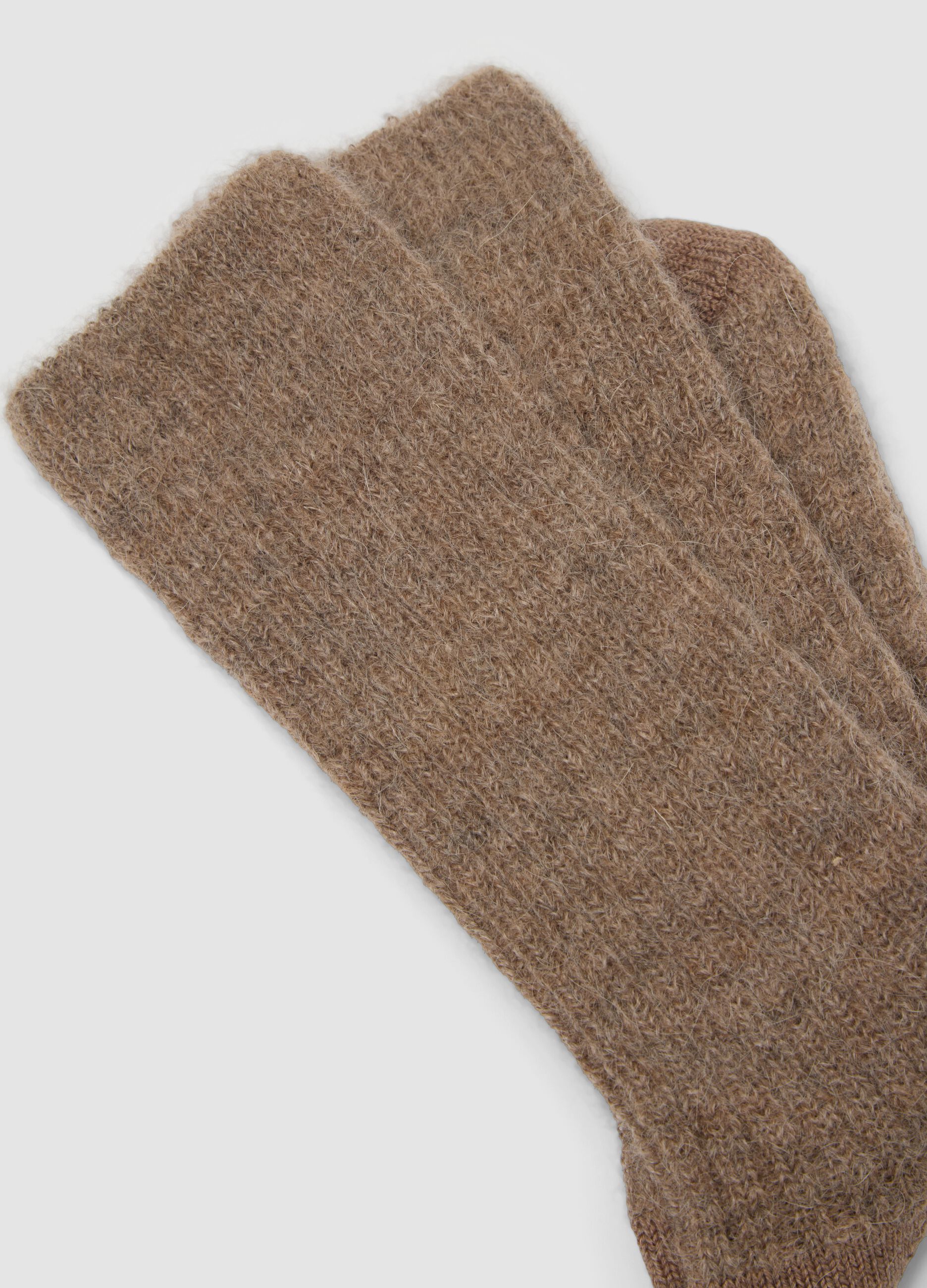 Beige stretch mohair and alpaca socks