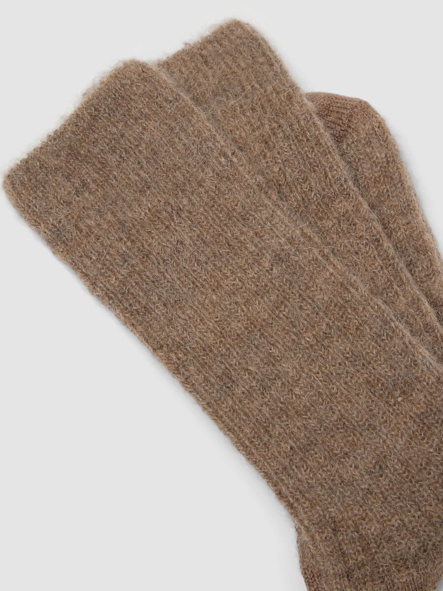 Beige stretch mohair and alpaca socks_2