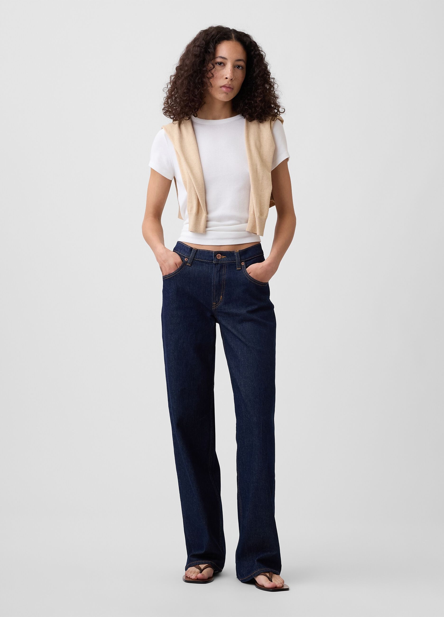 Vaqueros de denim de algod&oacute;n el&aacute;stico de cinco bolsillos
