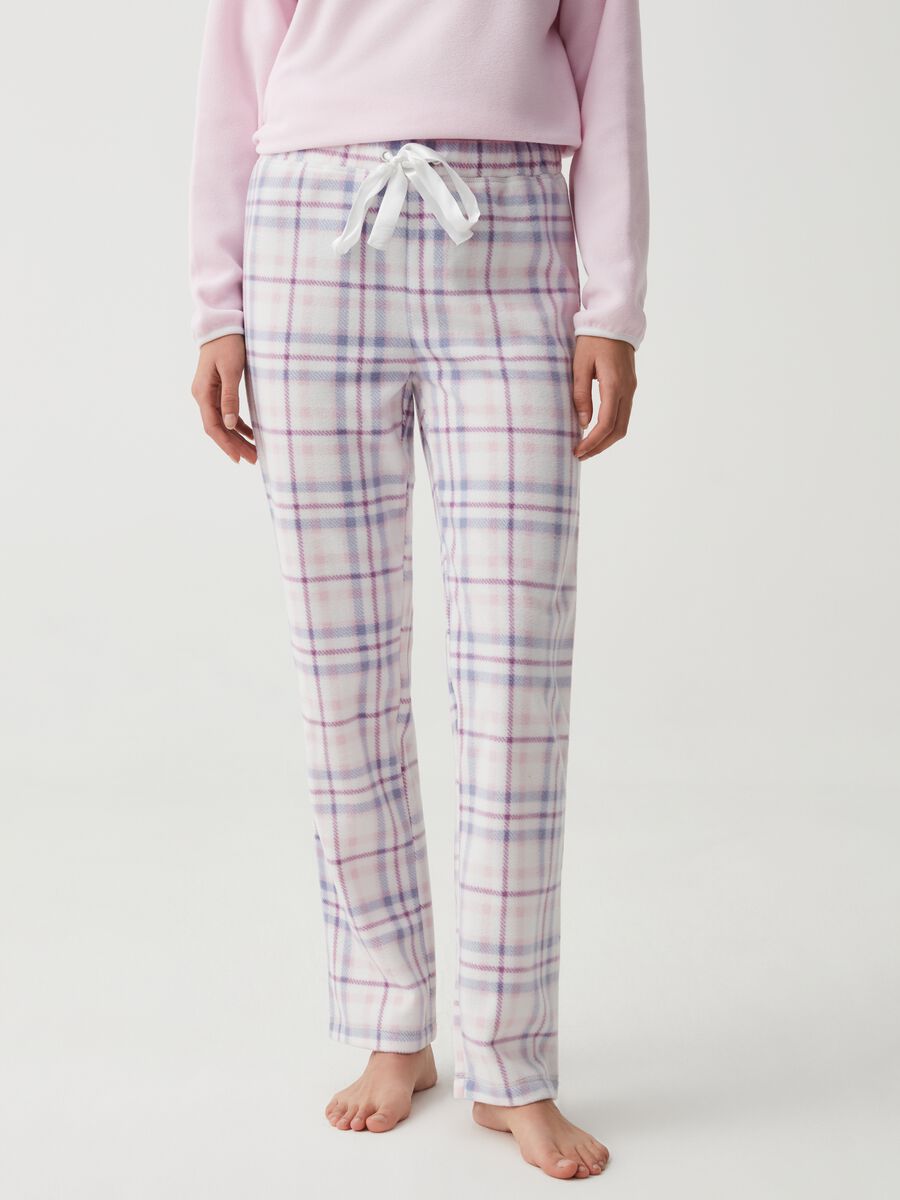 Pyjama bottoms in fleece with tartan pattern_1