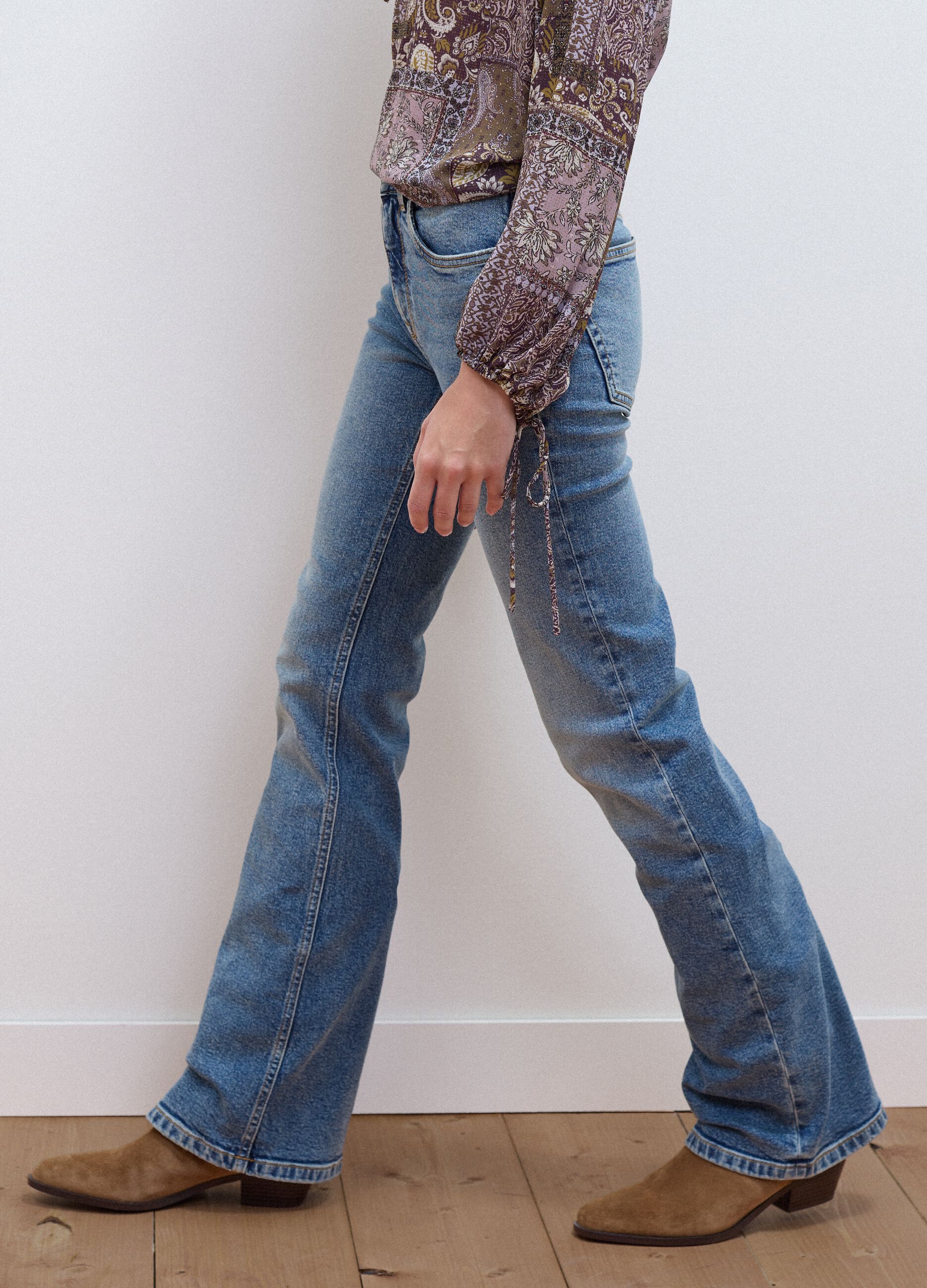 Light Blue Stretch Cotton Bootcut Jeans