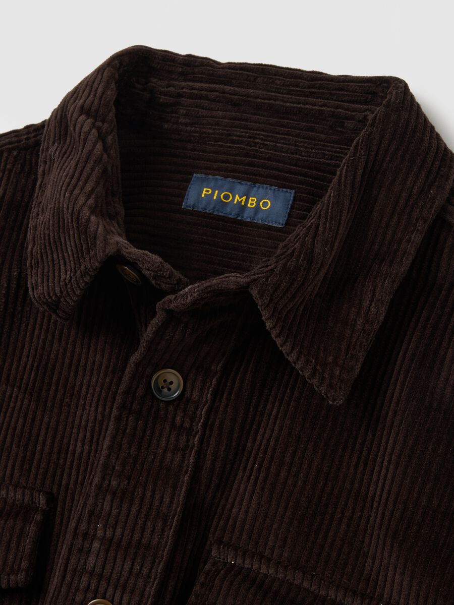 Pure cotton and brown corduroy shirt with oversized fit_5
