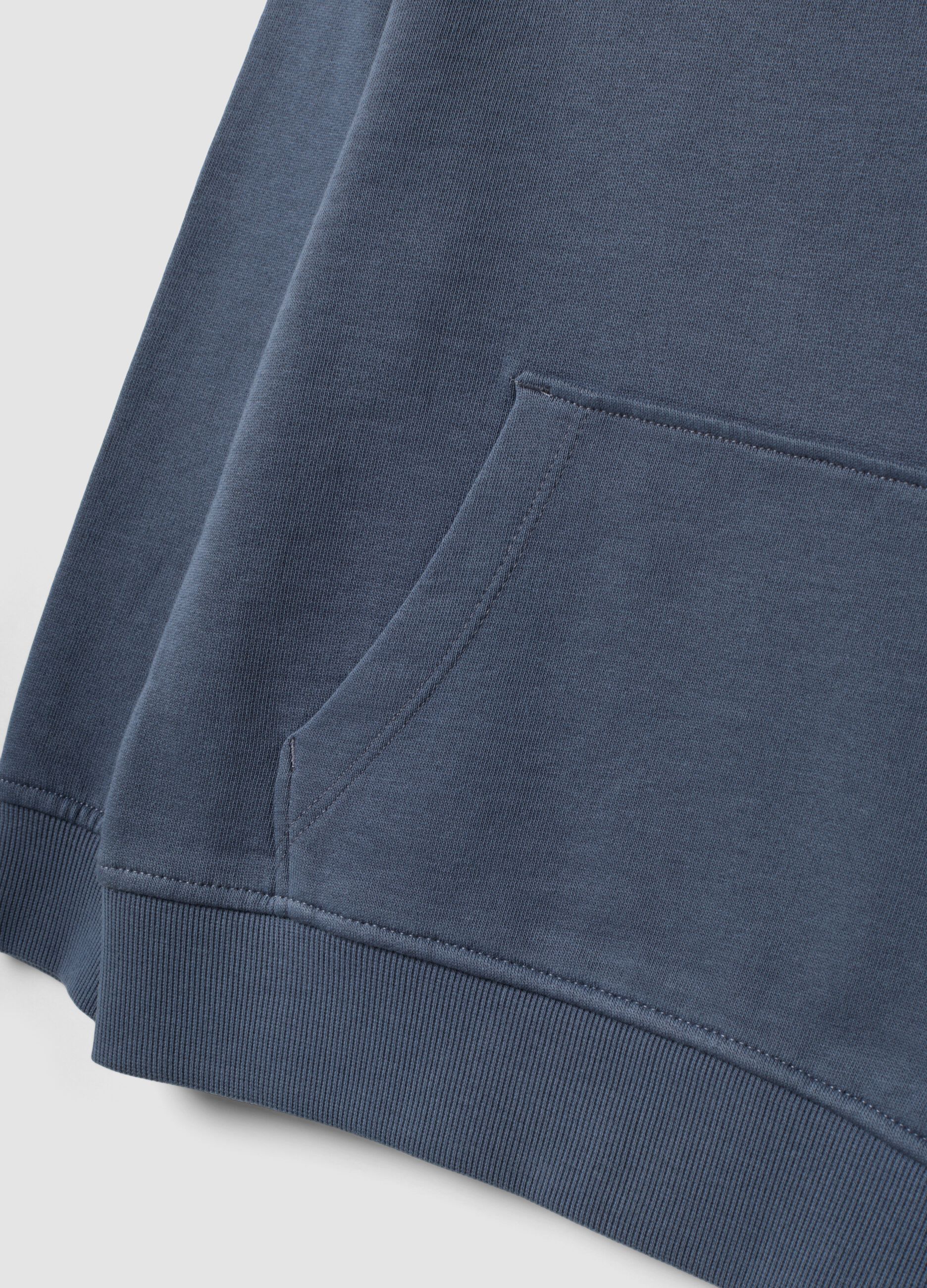 Grey oversized pure cotton hoodie with print and kangaroo pocket for boys