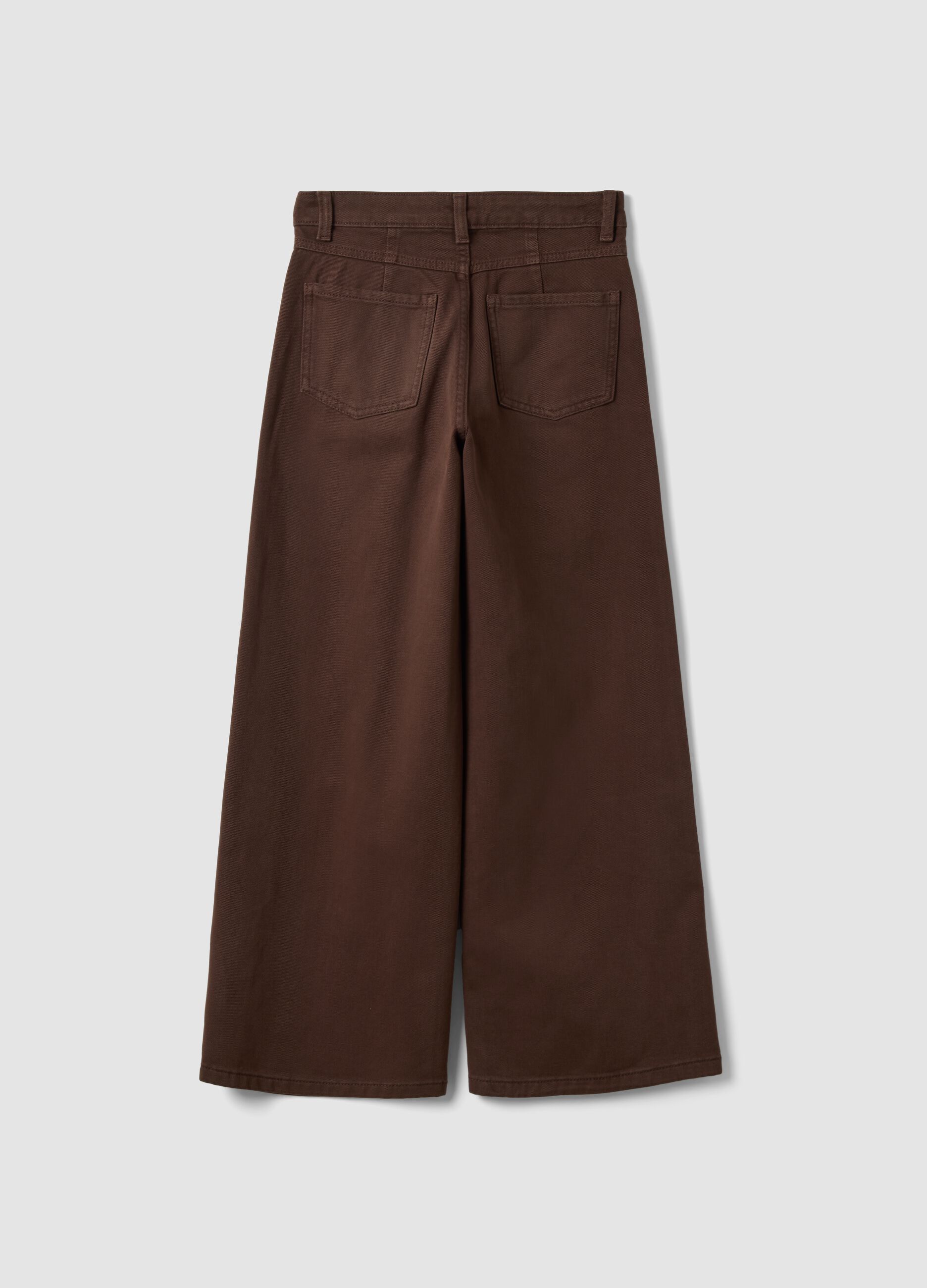 Brown wide-leg jeans in pure cotton twill