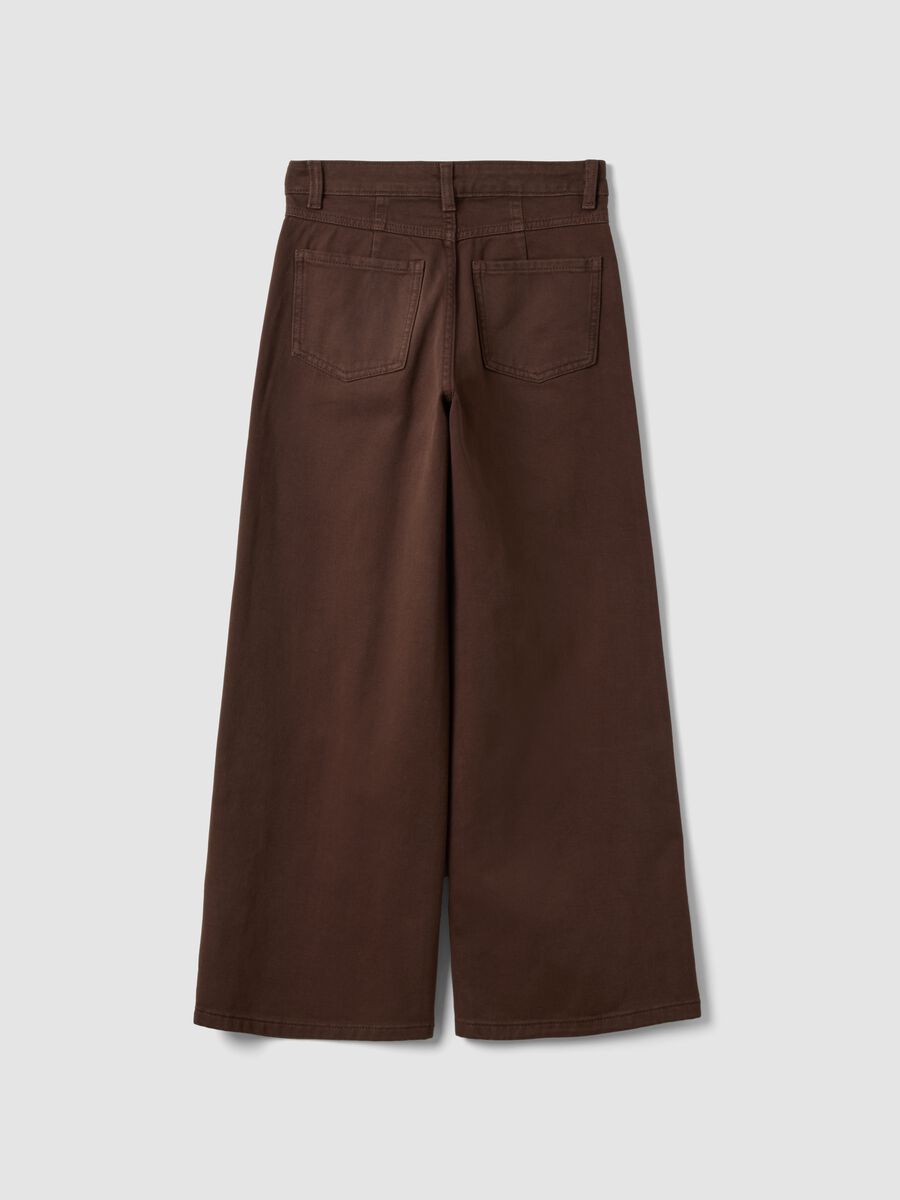 Brown wide-leg jeans in pure cotton twill_2