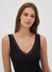 Black stretch viscose vest top with deep V-neck lace trim_1