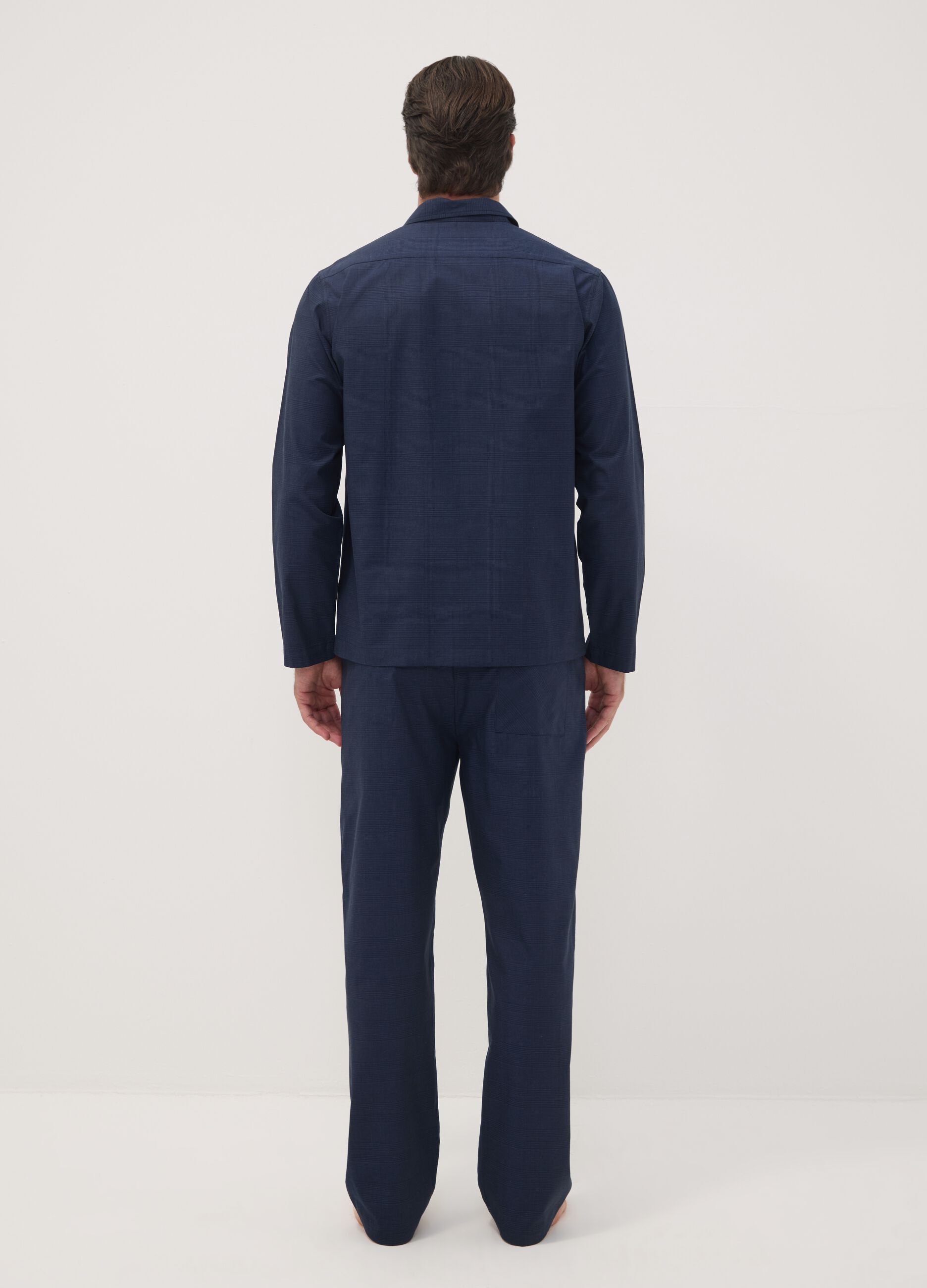 Blue pure organic cotton pyjamas with collar