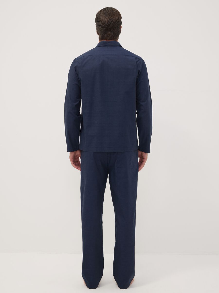 Blue pure organic cotton pyjamas with collar_2