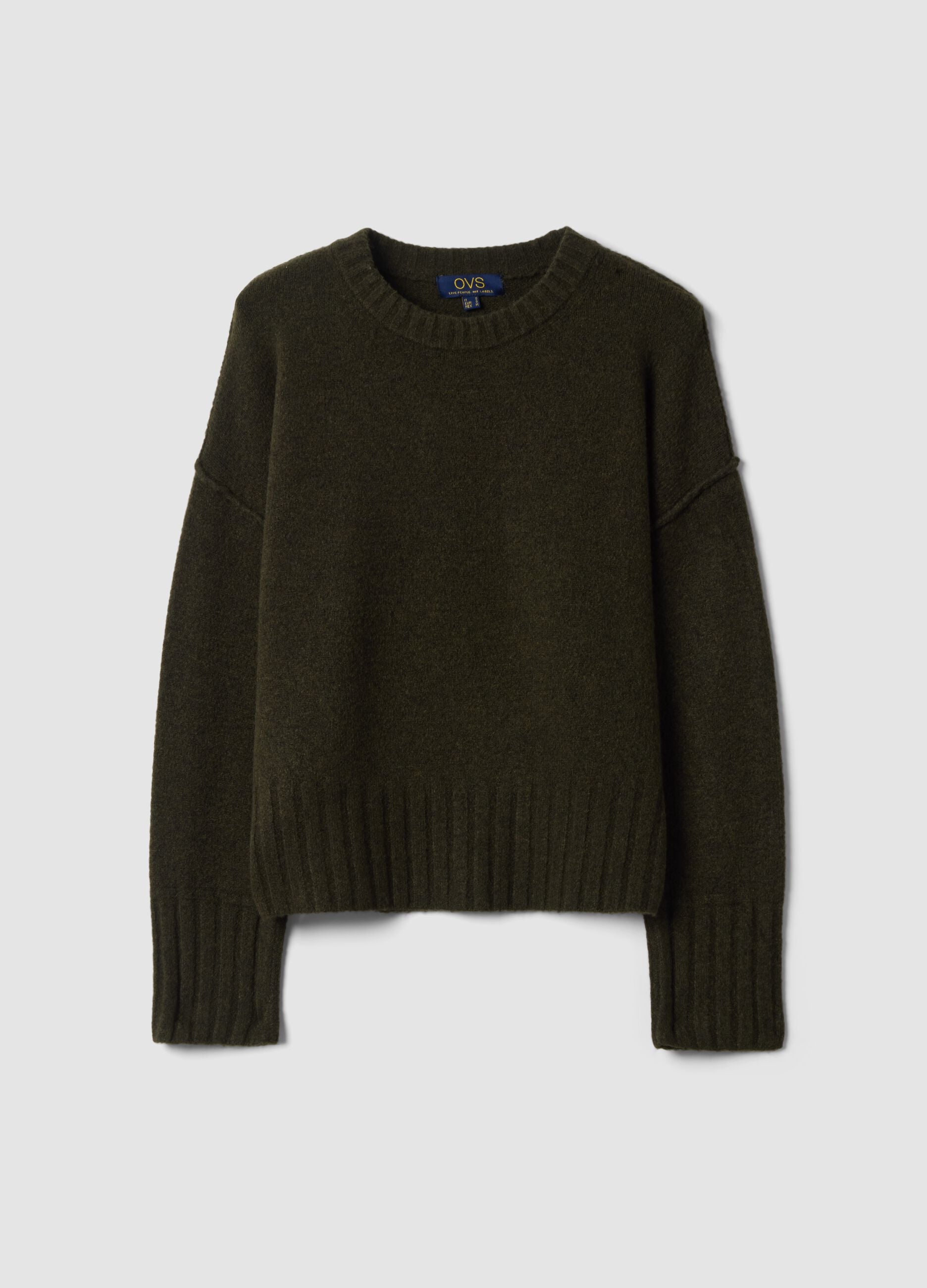 Green stretch crew-neck top