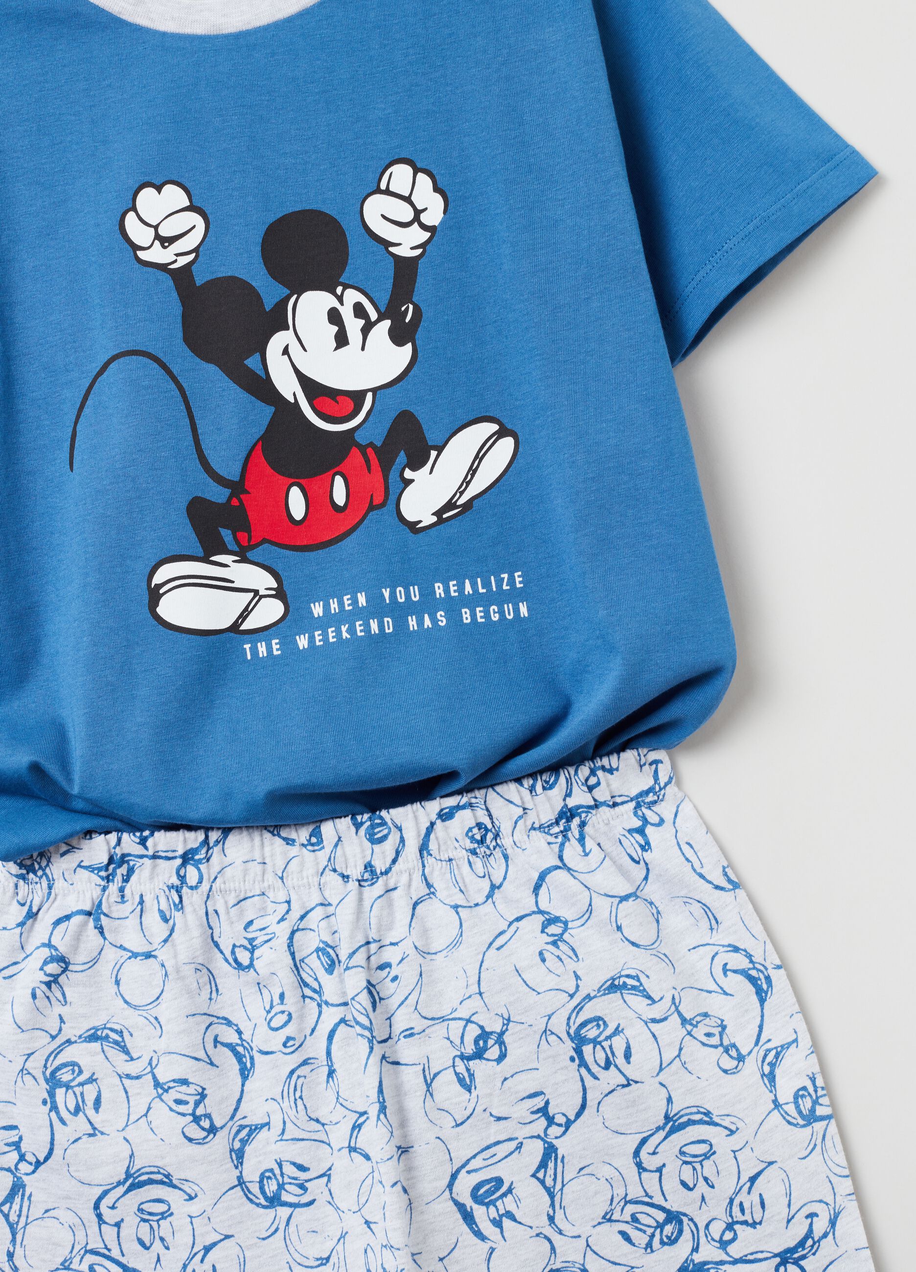 Short pyjamas with Disney Mickey Mouse print