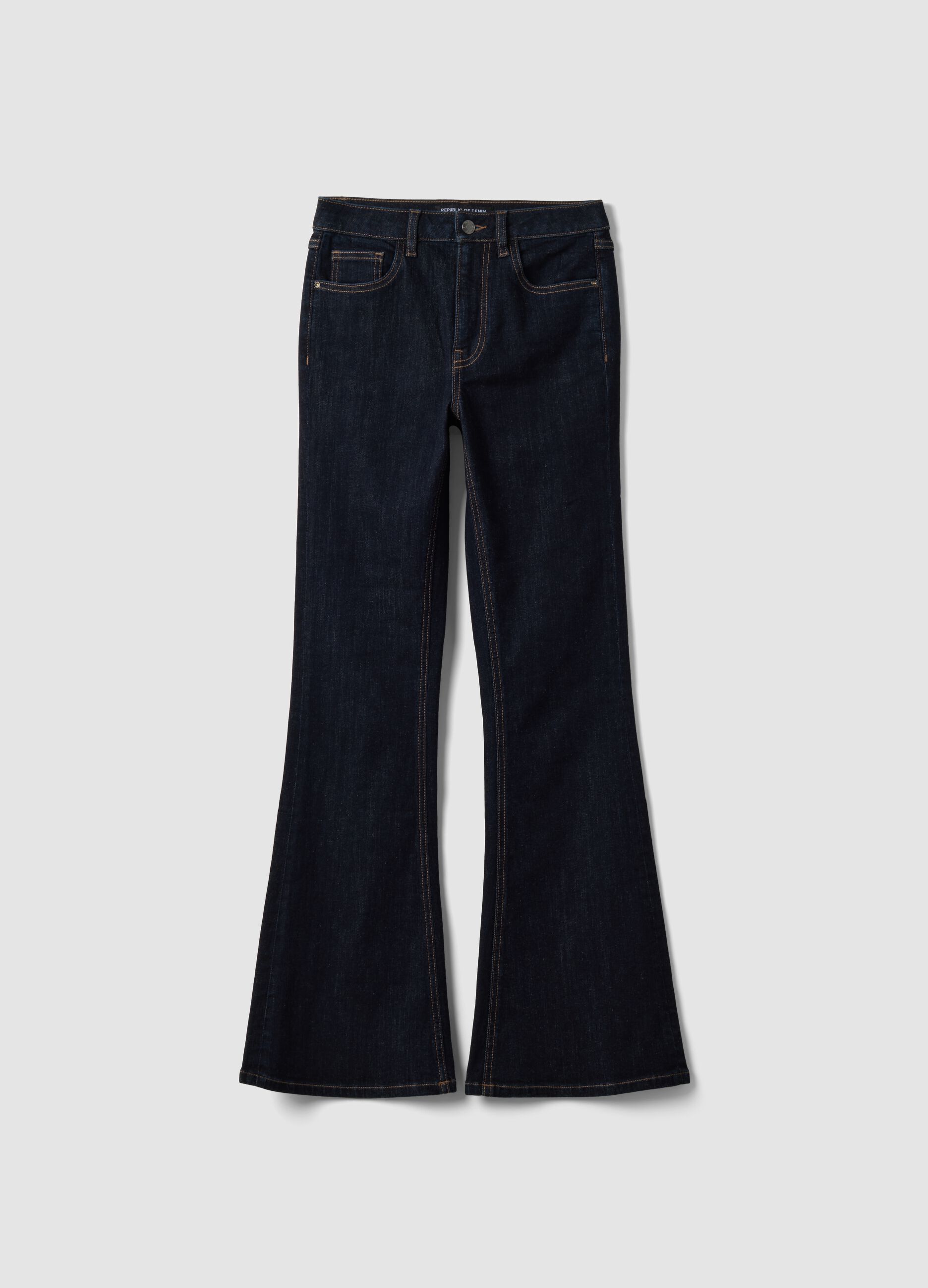 Blue flared stretch-cotton jeans