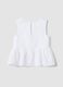 White linen-blend cotton top with ruffle hem for girls, regular fit_1
