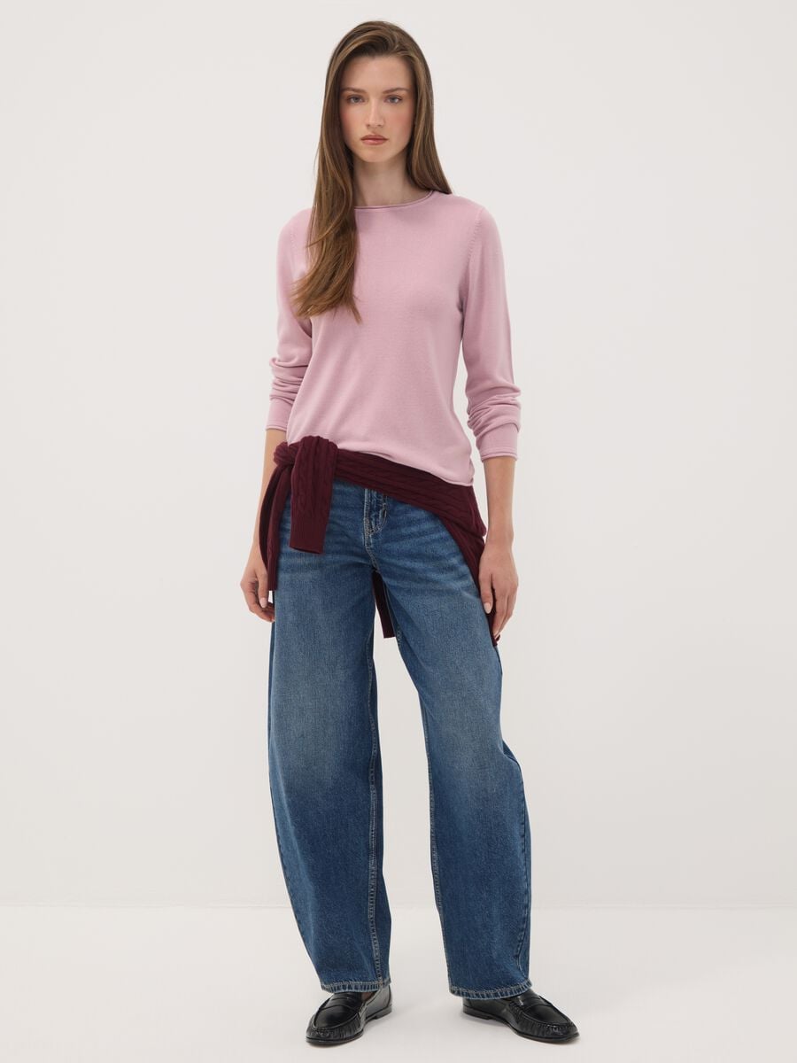 Pink fitted long-sleeve crew-neck top_2