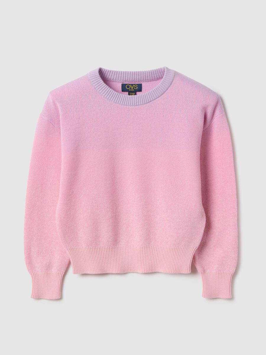 Rosa M&auml;dchenpullover aus reiner Baumwolle im Regular-Fit mit Farbverlauf_0