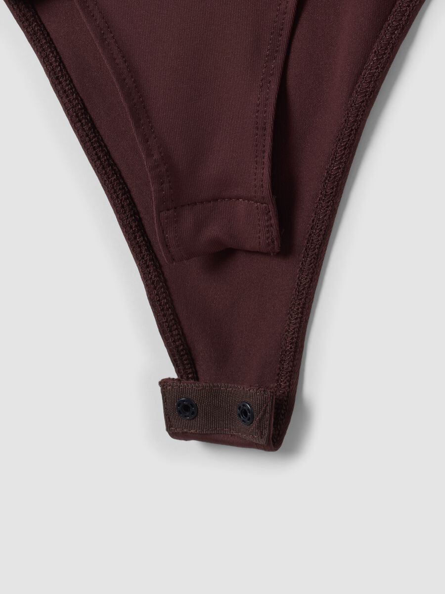 Brown stretch bodysuit with ruching, regular fit_5